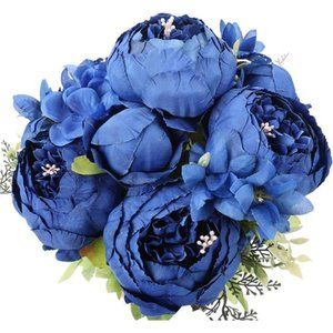 Artificial Peony Silk Flowers Fake Flowers Vintage Wedding Home Decoration Navy